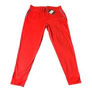 NWT Robert Graham Men’s Straight Leg Skull Jogger Lounge Pajama Red Pants Sz M‎